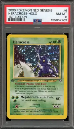 Pokemon Heracross Neo Genesis 1st Edition Holo Rare #6 PSA 8 - Image 1