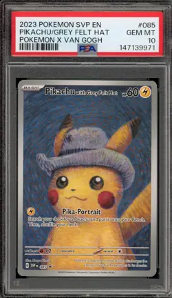 Pokemon Pikachu with Grey Felt Hat Van Gogh Full Art Promo SVP EN 085 PSA 10 - Image 1