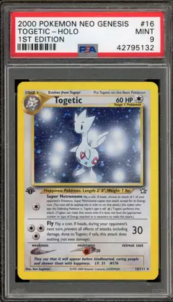 Pokemon Togetic Neo Genesis 1st Edition Holo Rare #16 PSA 9 Mint - Image 1