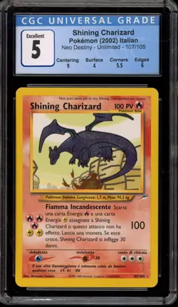 Pokemon Shining Charizard Neo Destiny Unlimited ITALIAN Secret Rare #107 CGC 5 - Image 1