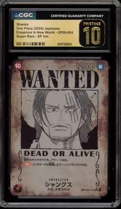 One Piece CCG Shanks Japanese Super Rare Wanted Poster OP09-004 CGC 10 Pristine - Image 1
