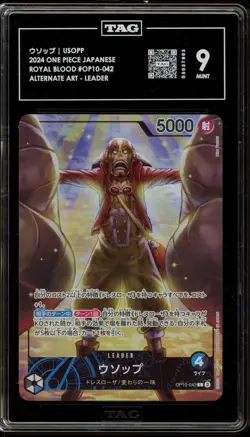One Piece CCG Usopp Royal Blood Japanese Alternate Art OP10-042 TAG 9 Mint - Image 1