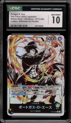 One Piece CCG Portgas.D.Ace Starter Deck 3 Brothers JPN Alt Art ST13-002 CGC 10 - Image 1