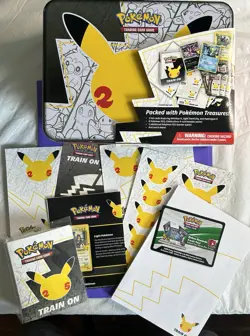 Celebrations Pokemon 25th Anniversary Collectors Chest Lunchbox Tin No Cards NM - Image 1