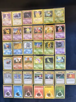 Pokemon Base Set Lot 37 Cards WOTC Vintage Mewtwo Holo Pikachu Bulbasaur Lot - Image 1
