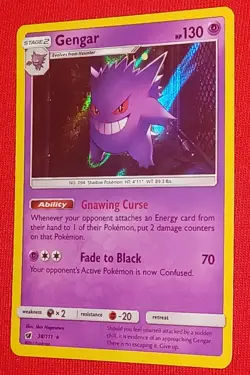 Pokemon TCG Gengar 38/111 Sun & Moon SM Crimson Invasion Holo Rare Card A - Image 1