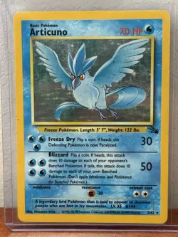 1999 Articuno Holo Pokemon Fossil Card 2/62 - Rare Vintage Fair - Image 1