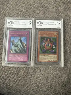 Yu-Gi-Oh! Metal Raiders 2002 Solemn Judgment & Time Wizard BCCG 10 Graded Cards - Image 1