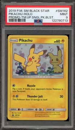 Pokemon Pikachu Team Up Blister Pk. Black Star Holo Promo SM162 PSA 9 Mint - Image 1