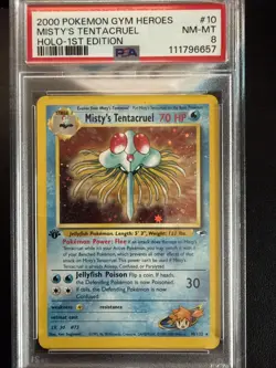 Misty's Tentacruel Holo 1st Edition PSA 8 2000 Pokemon Gym Heroes #10 - Image 1