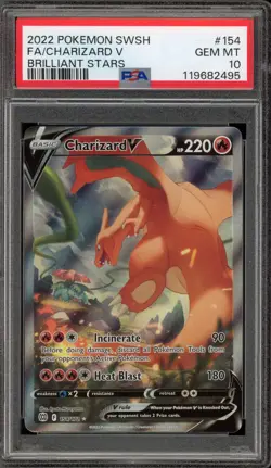 Pokemon Charizard V Brilliant Stars Full Alt Art #154 PSA 10 Gem Mint - Image 1