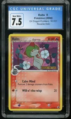 RALTS (2006) Pokemon EX Dragon Frontiers Stamped Reverse Holo 61/101 CGC 7.5 NM+ - Image 1
