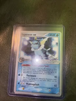 Pokemon TCG Vaporeon EX 110/113 Rare EX Delta Species World Championship DMG - Image 1