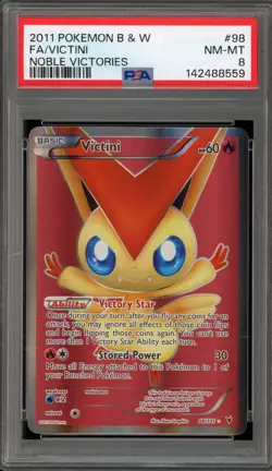 Pokemon Victini Noble Victories Full Art #98 PSA 8 - Image 1