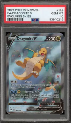 Pokemon Dragonite V Evolving Skies Full Alt Art #192 PSA 10 Gem Mint - Image 1