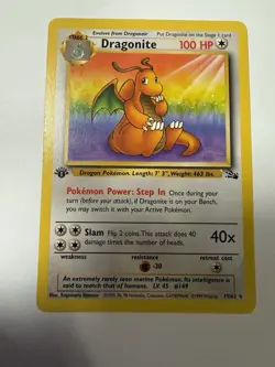 Pokemon TCG Dragonite Fossil 19/62 1st Edition Rare 100 HP English Himeno - Image 1