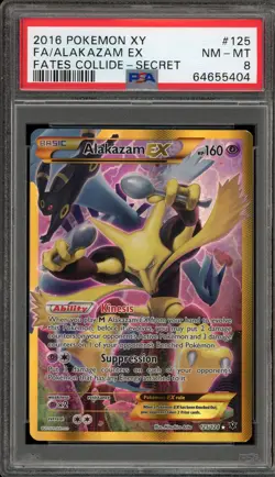 Pokemon Alakazam EX XY Fates Collide Secret Rare Full Art #125 PSA 8 - Image 1