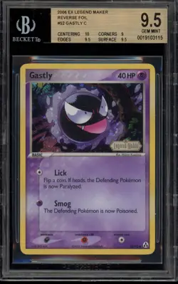 Pokemon Gastly EX Legend Maker Reverse Holo #52 BGS 9.5 - Image 1