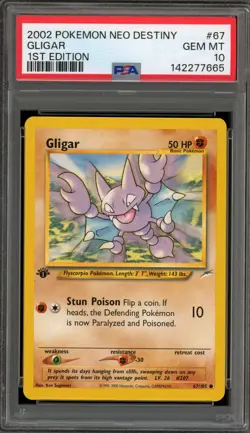 Pokemon Gligar Neo Destiny 1st Edition #67 PSA 10 Gem Mint - Image 1