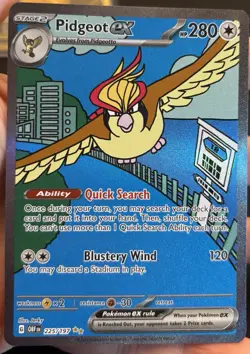 Pokemon Pidgeot ex Special Illustration Rare Full Art Holo SV03 225/197 280 HP - Image 1