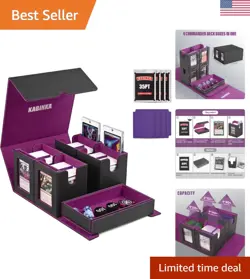 Elegant 5 in 1 MTG Card Deck Box: Holds 400+ Double-Sleeved Cards Black Purple - Image 1