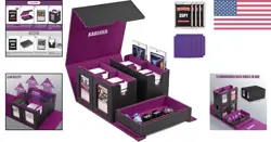 Elegant 5 in 1 MTG Card Deck Box: Holds 400+ Double-Sleeved Cards Black Purple - Image 2