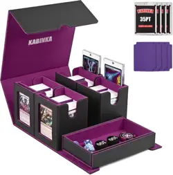 Elegant 5 in 1 MTG Card Deck Box: Holds 400+ Double-Sleeved Cards Black Purple - Image 3