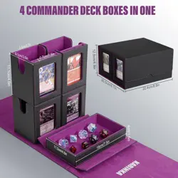 Elegant 5 in 1 MTG Card Deck Box: Holds 400+ Double-Sleeved Cards Black Purple - Image 4