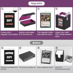 Elegant 5 in 1 MTG Card Deck Box: Holds 400+ Double-Sleeved Cards Black Purple - Image 5