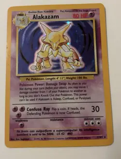 Pokemon Card Alakazam 1/102 Base Set Holo Rare WOTC 1999 Vintage LP - Image 1