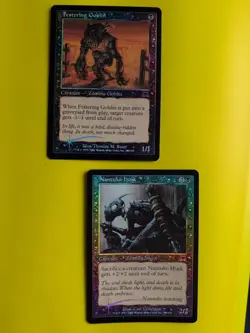 Festering Goblin & Nantuko Husk. Onslaught. MTG Card. Old vintage FOIL. - Image 1