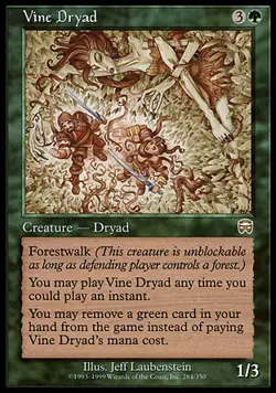 1x Vine Dryad Mercadian Masques MtG Magic Green Rare 1 x1 Card Cards MP - Image 1