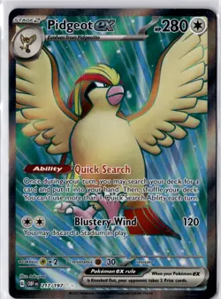 Pidgeot ex 217/197 OBF Obsidian Flames Full Art Rare Pokemon Card NM/LP - Image 1