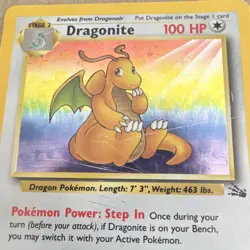 Dragonite 4/62 Holo Rare Fossil Set 1999 WOTC Pokemon Card Vintage – LP/Played - Image 3