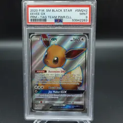 PSA 9 MINT POKEMON CARD 2020 TAG TEAM BLACK STAR PROMO EEVEE GX FULL ART SM242 - Image 1