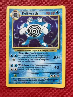 Poliwrath 13/102 Base Set Unlimited Rare Holo Pokemon Card WOTC - MP - Image 1