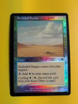 Secluded Steppe. Land Onslaught. MTG Card. Old vintage FOIL. Shooting star. - Image 1