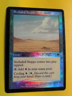 Secluded Steppe. Land Onslaught. MTG Card. Old vintage FOIL. Shooting star. - Image 2