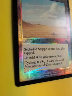 Secluded Steppe. Land Onslaught. MTG Card. Old vintage FOIL. Shooting star. - Image 3