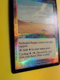 Secluded Steppe. Land Onslaught. MTG Card. Old vintage FOIL. Shooting star. - Image 4
