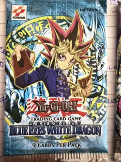 2002 Yu-Gi-Oh Blue Eyes White Dragon 9 cards per pack sealed w/free shipping - Image 2
