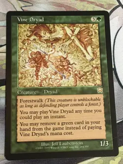 C4913 MAGIC MTG MERCADIAN MASQUES VINE DRYAD #284 RARE LP - Image 1