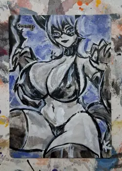 Altered MtG Hand Painted Swamp One Of A Kind Anime - Image 1