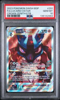 Lucario Vstar Alt Art Promo PSA 10 Pokemon Crown Zenith SWSH291 - Image 1