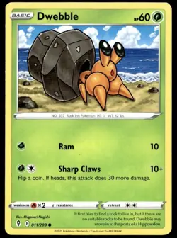 Dwebble 11/203 Pokemon Card Evolving Skies Common 60 NM - Image 1