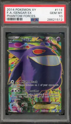 Pokemon Gengar EX XY Phantom Forces Full Art #114 Scratched Slab PSA 10 Gem Mint - Image 1