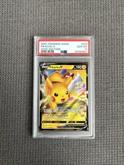 2020 Pokemon Sword & Shield Vivid Voltage - Pikachu V #043/185 - PSA 10 GEM MINT - Image 1