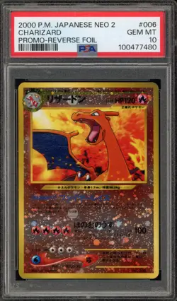 Pokemon Charizard Neo 2 Japanese Reverse Holo Promo #006 PSA 10 Gem Mint - Image 1