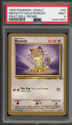 Pokemon Meowth Jungle Gold Border Fruit Roll Promo #56 PSA 9 Mint - Image 1