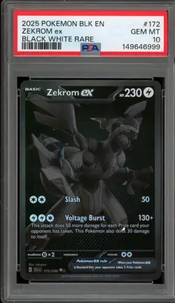 Pokemon Zekrom ex Black Bolt Black White Rare #172 PSA 10 Gem Mint - Image 1